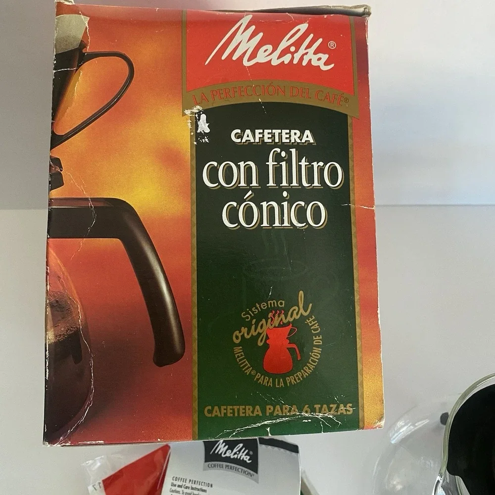 Vintage 90s Melitta 36 oz. Pour Over Coffee Brewer Black NOS 6 Cup Model CM-6/4‎